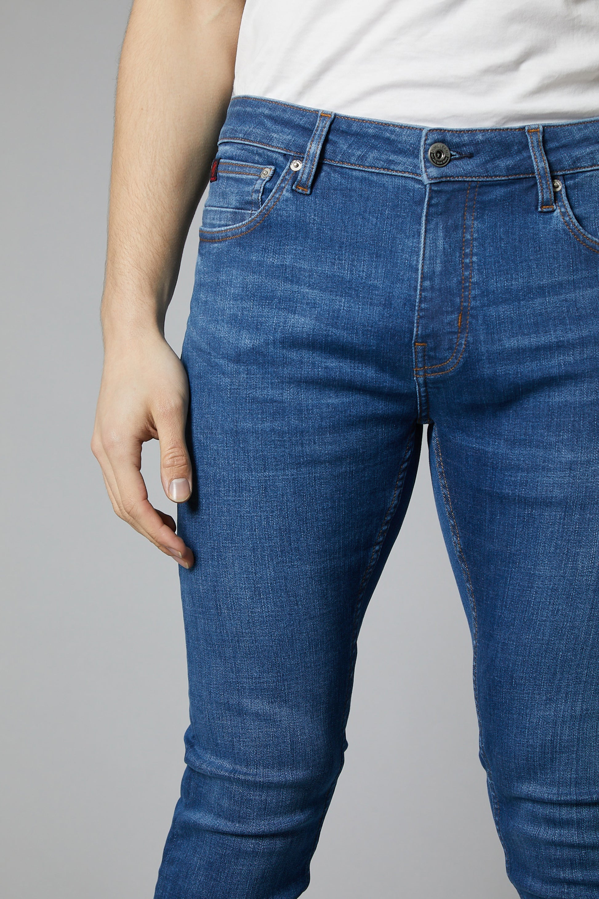 Dakota Slim Fit Jeans In Mid Blue - DML Jeans 