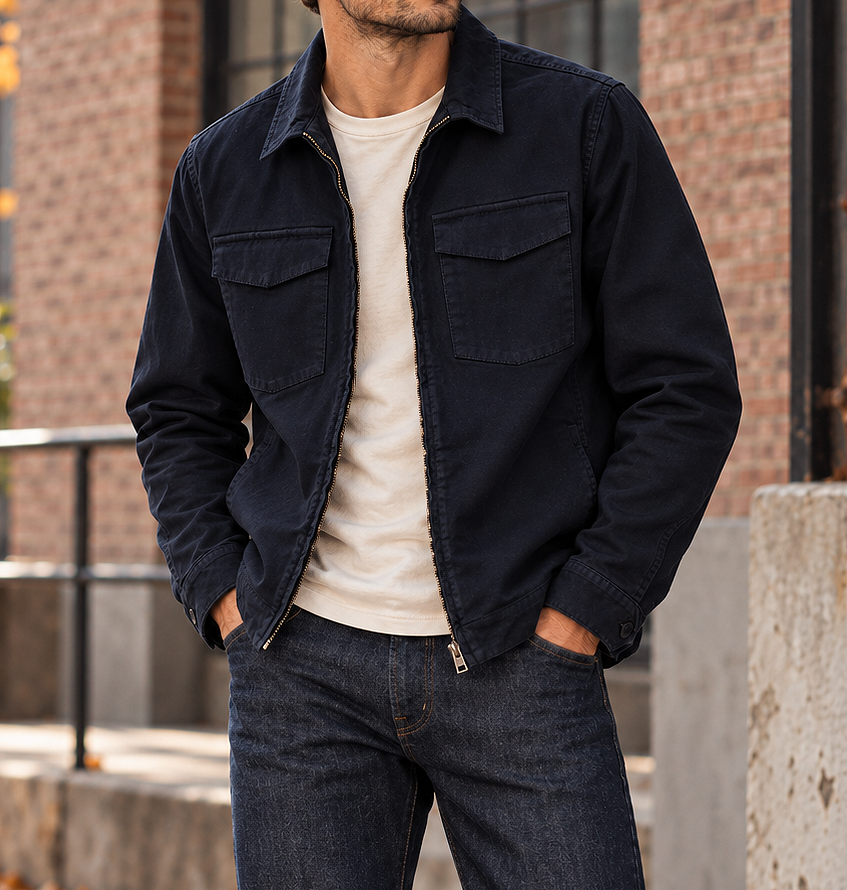 Briggs zip through casual jacket - Navy