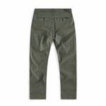 Back image of a mens slim fit chino trouser in dark olive from the DML Jeans brand