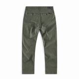 Back image of a mens slim fit chino trouser in dark olive from the DML Jeans brand