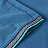 Egan men's shorts sleeve zip neck pique polo - Petrol Blue