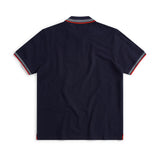 Egan men's shorts sleeve zip neck pique polo - Navy