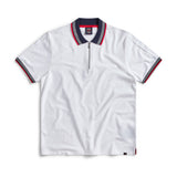 Egan men's shorts sleeve zip neck pique polo - White
