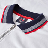 Egan men's shorts sleeve zip neck pique polo - White
