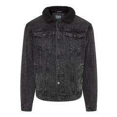 Veste en jean Flynn pour homme avec doublure en imitation peau de mouton délavée grise