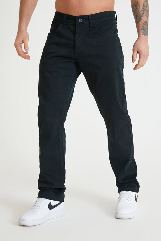 HAWKINS 5 pocket chino pant in premium cotton twill - BLACK
