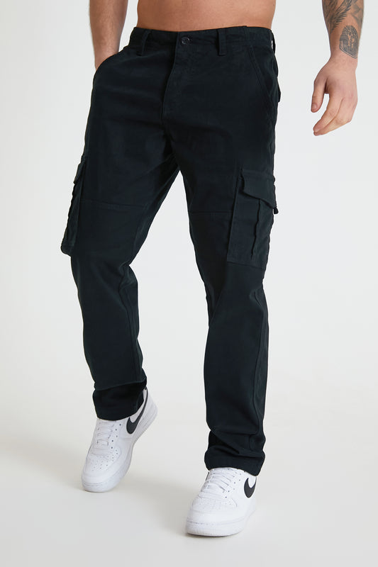 NIGHTHAWK Cargo pant in premium cotton twill - BLACK