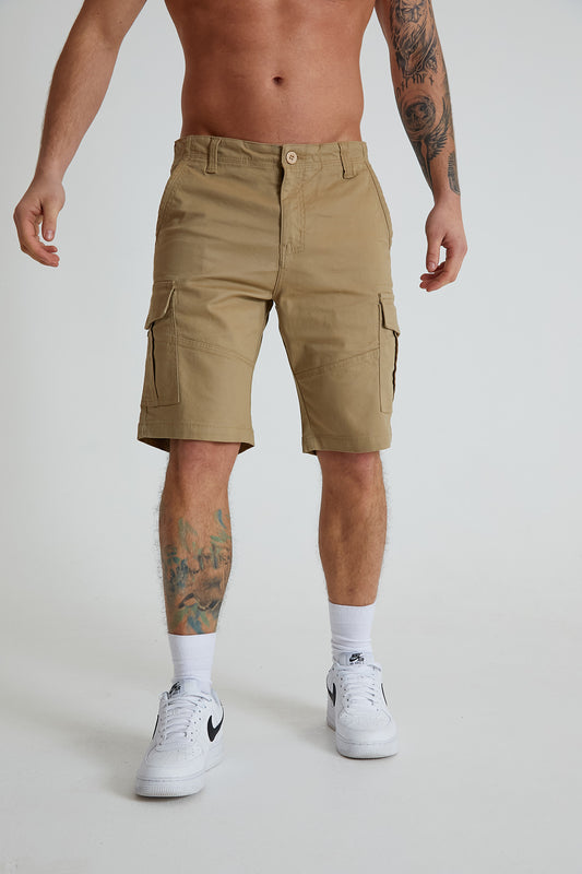 ROVER Cargo short with multi pockets in premium cotton twill - HARVEST GOLD - DML Jeans 