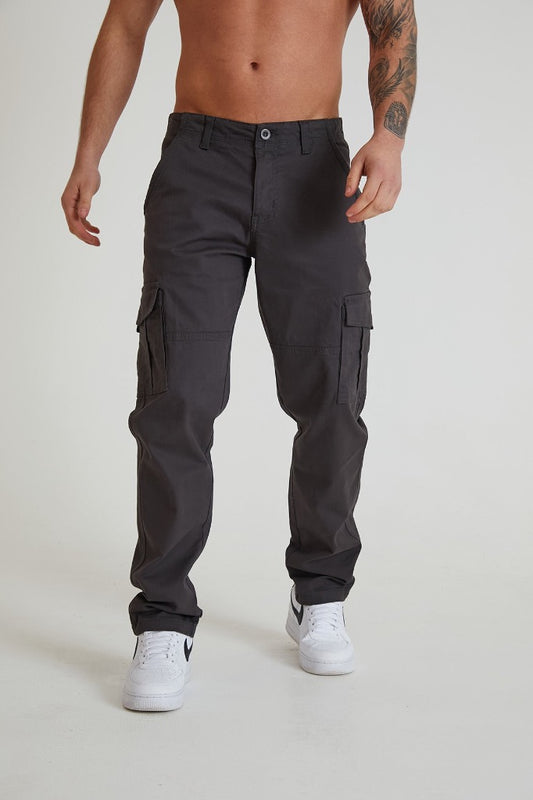 NIGHTHAWK Cargo pant in premium cotton twill - CHARCOAL - DML Jeans 