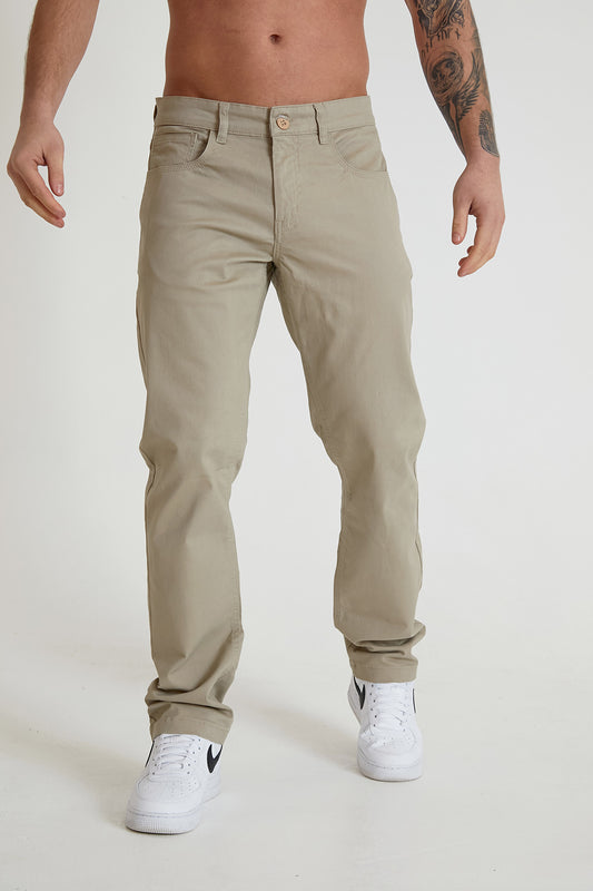 HAWKINS 5 pocket chino pant in premium cotton twill - LT STONE - DML Jeans 