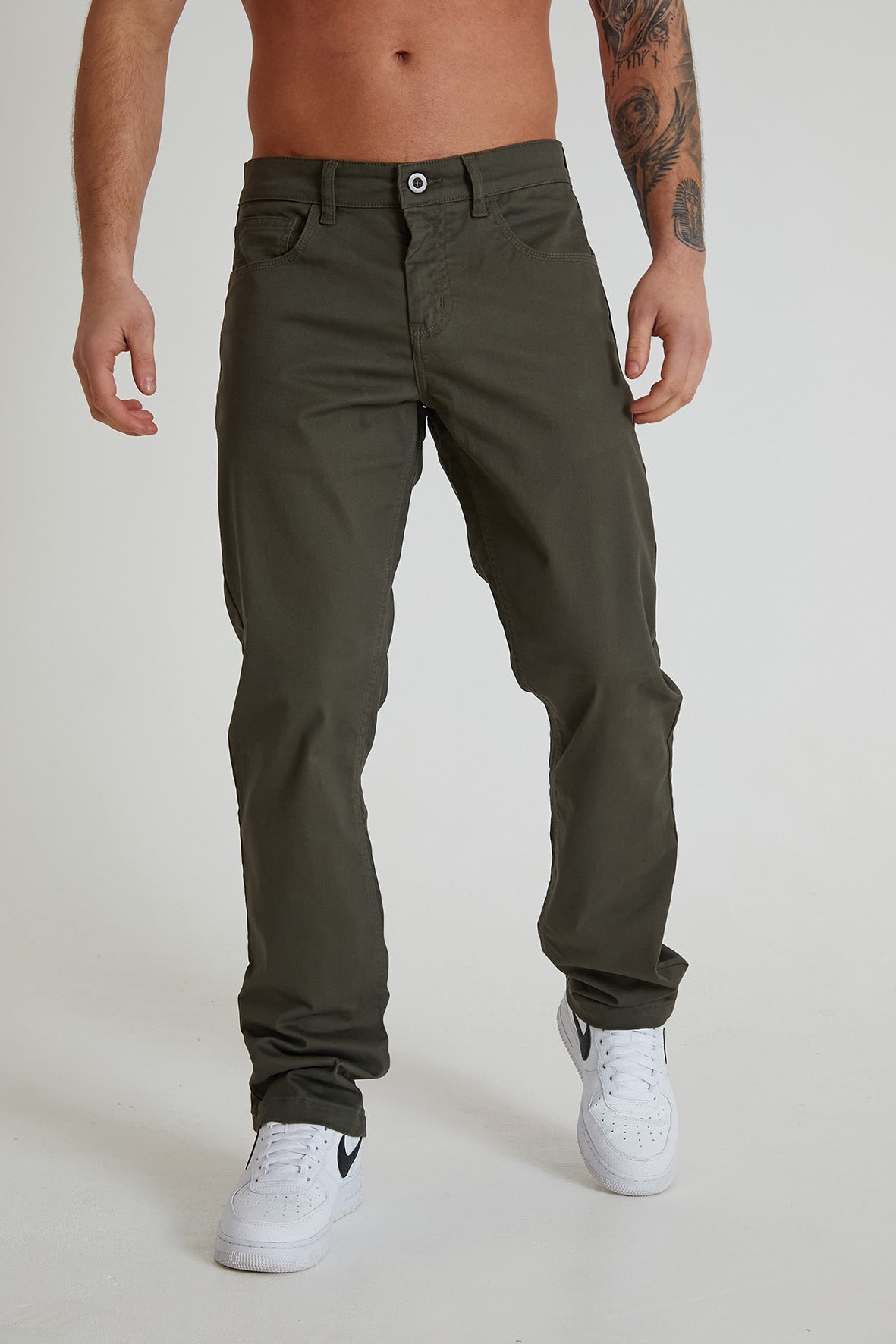 HAWKINS 5 pocket chino pant in premium cotton twill - OLIVE - DML Jeans 