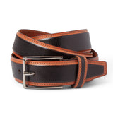Sidney mens leather belt - Tan & Black