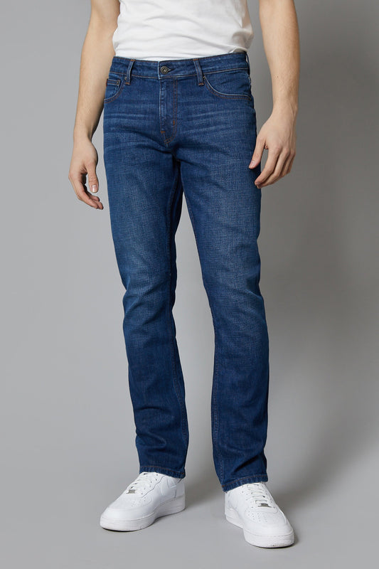 DML Jeans - Alaska mens dark blue straight leg denim jeans front view