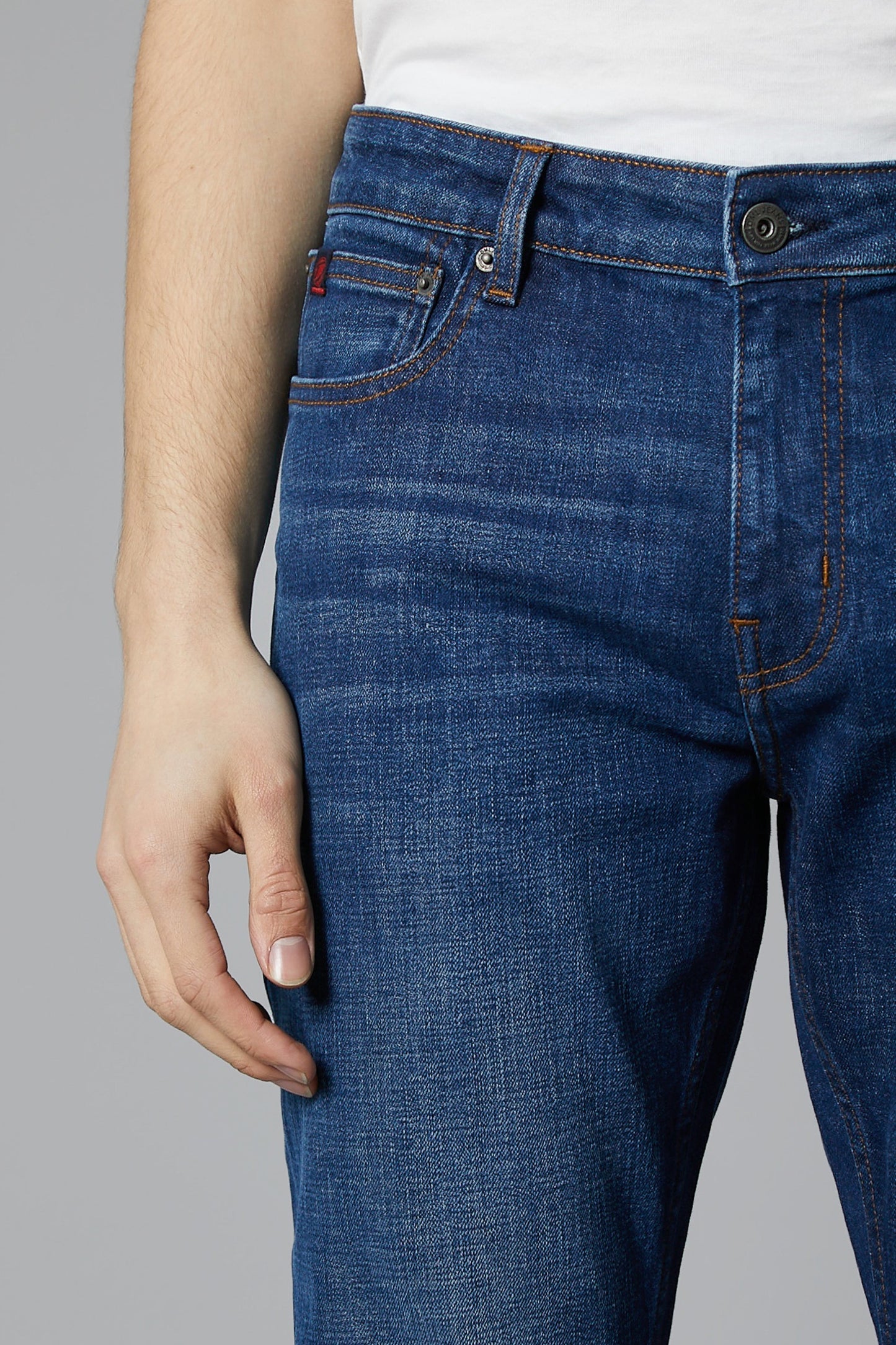 DML Jeans Alaska mens dark blue straight leg denim jeans front view