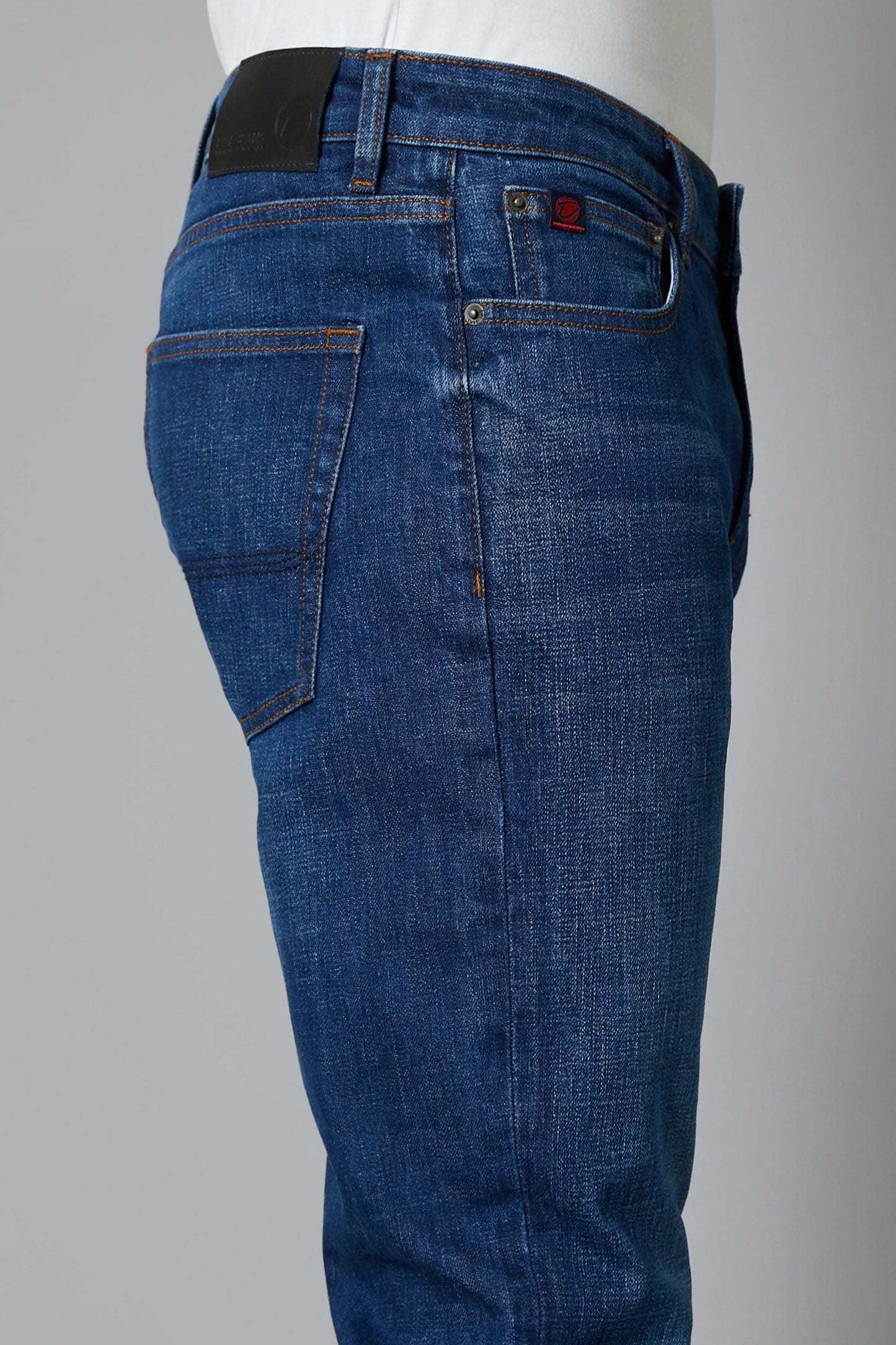 DML Jeans Alaska mens dark blue straight leg denim jeans side view
