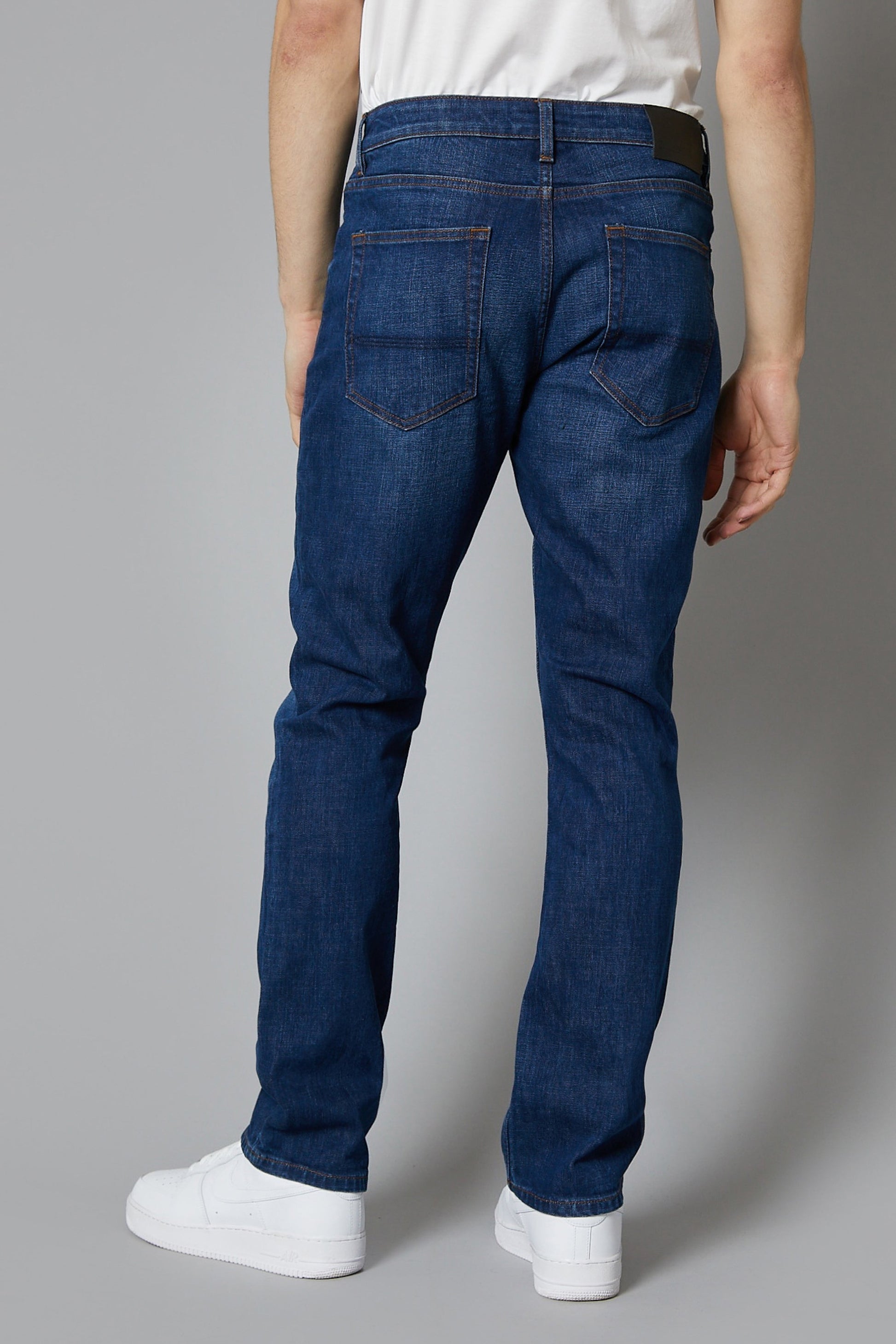 DML Jeans Alaska mens dark blue straight leg denim jeans back view