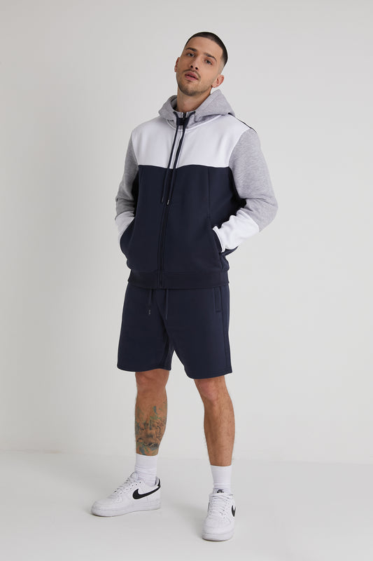 WARD premium cut & sew zip fleece hoodie in NAVY - DML Jeans 