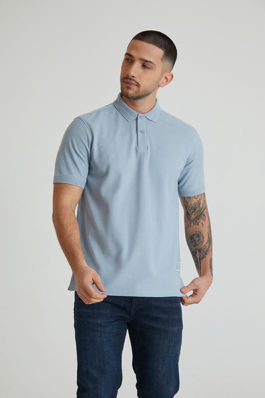 SCOUT honeycomb pique polo in CERULEAN - DML Jeans 