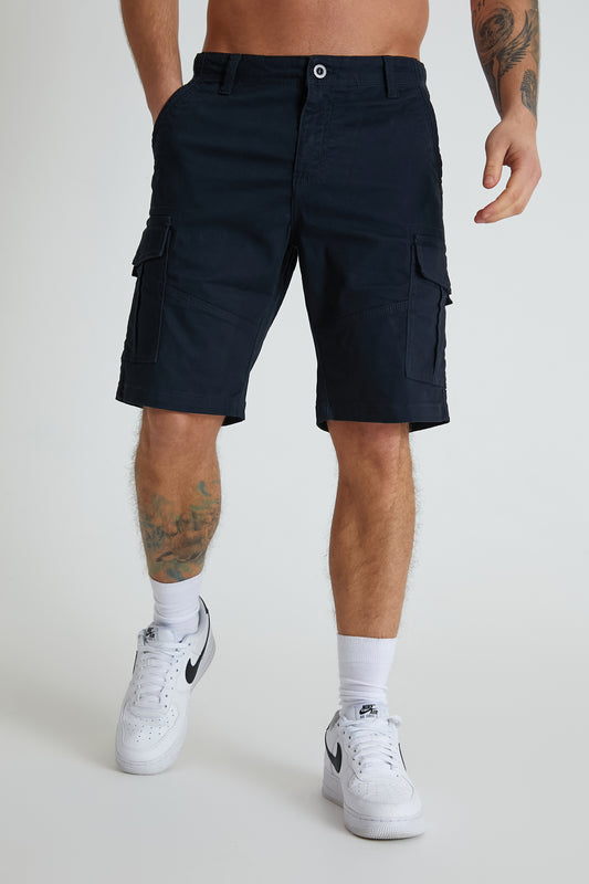 ROVER Cargo short with multi pockets in premium cotton twill - NAVY - DML Jeans 