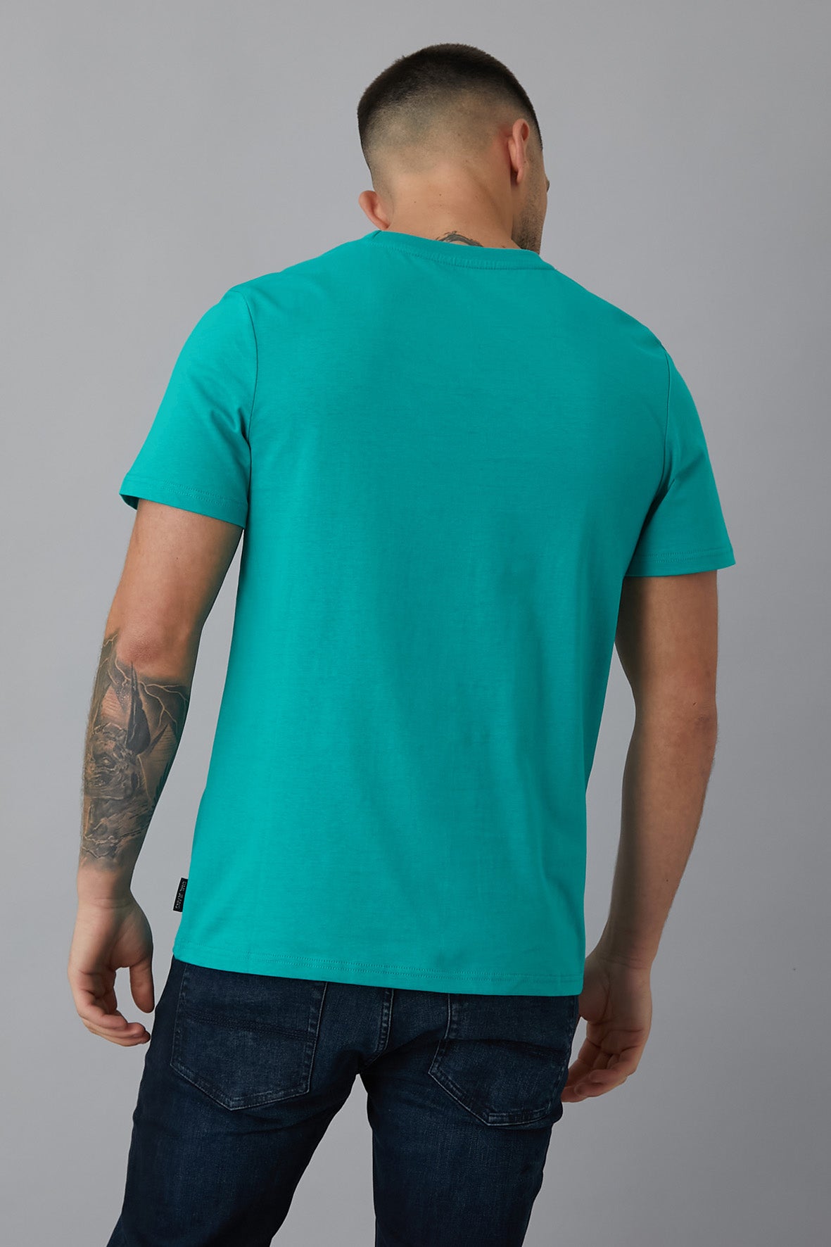 ARTICULATE Printed crew neck t-shirt in JADE - DML Jeans 
