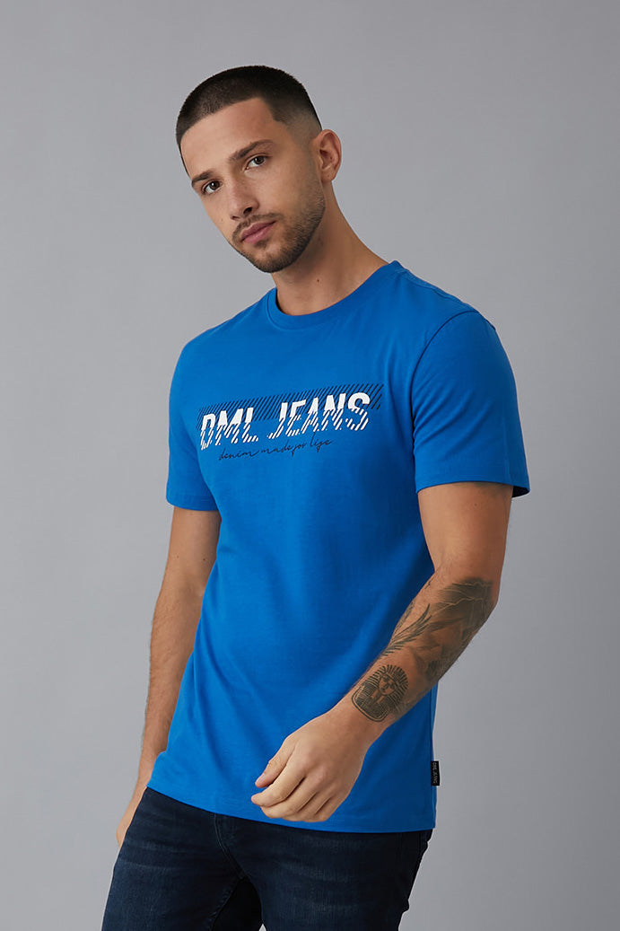 DYNAMO Printed crew neck t-shirt in ADMIRAL - DML Jeans 