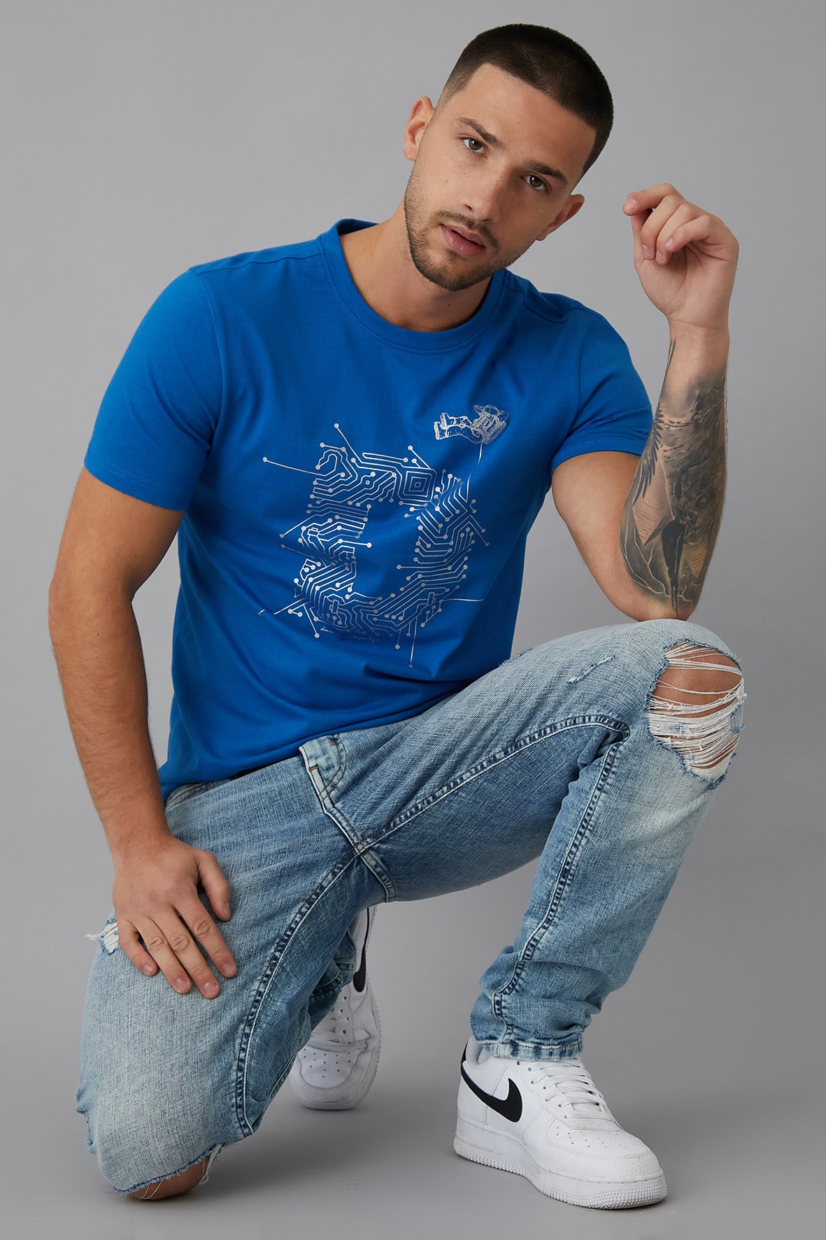 SPACE Printed crew neck t-shirt in ADMIRAL - DML Jeans 
