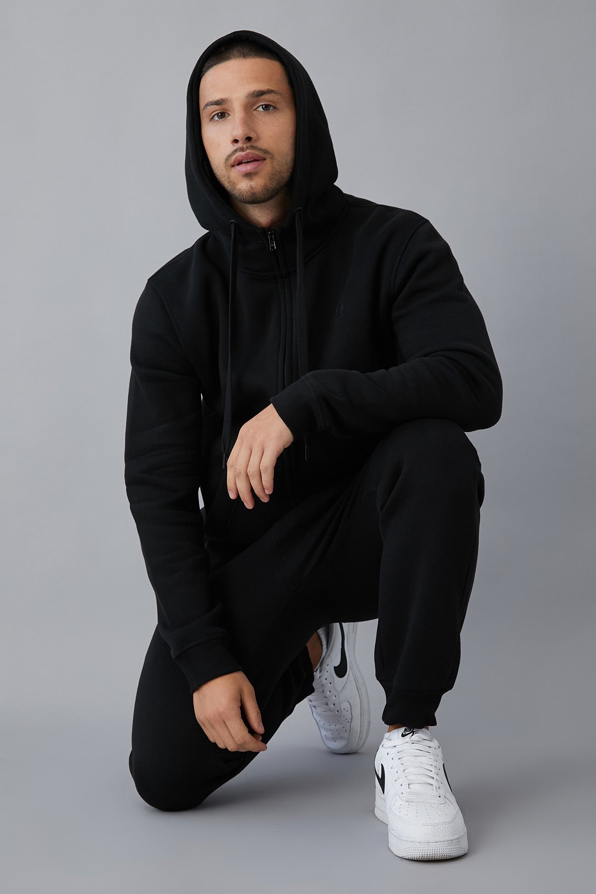 UNION Zip through hoodie in Black - DML Jeans 