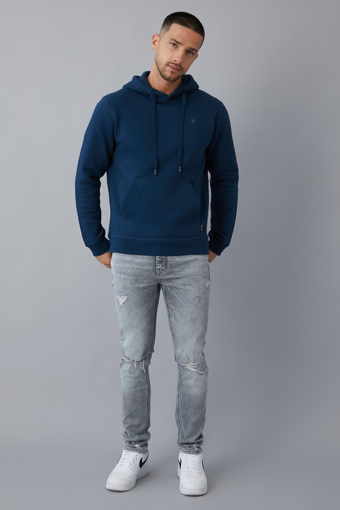 BELMONT pullover hoodie in Titan Blue - DML Jeans 