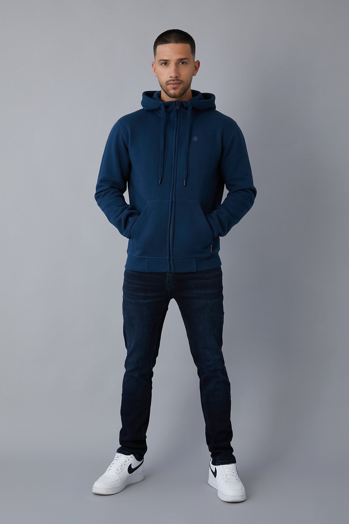 UNION Zip through hoodie in Titan Blue - DML Jeans 