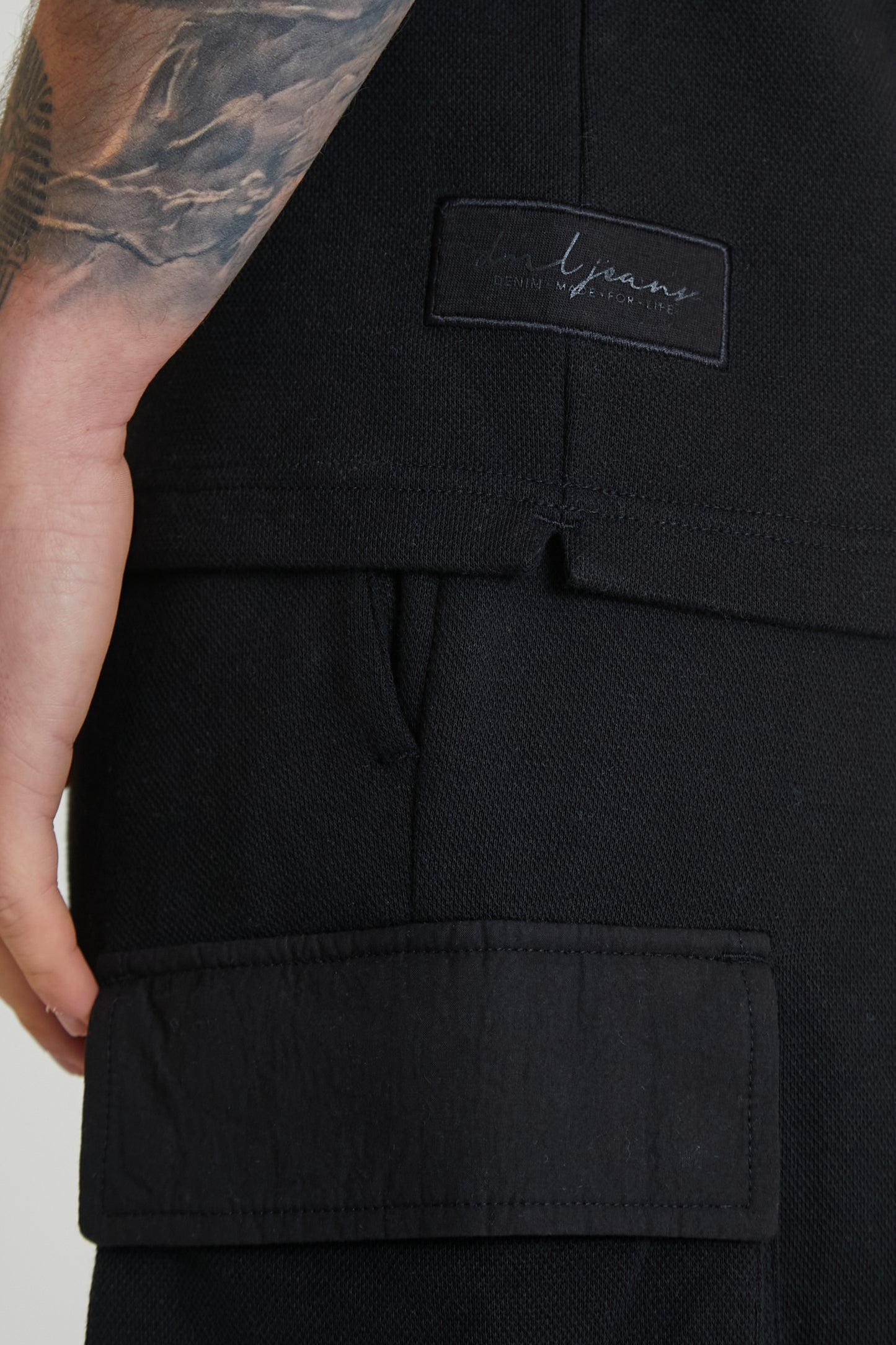 ULTRA Premium pique contrast panel top in BLACK - DML Jeans 