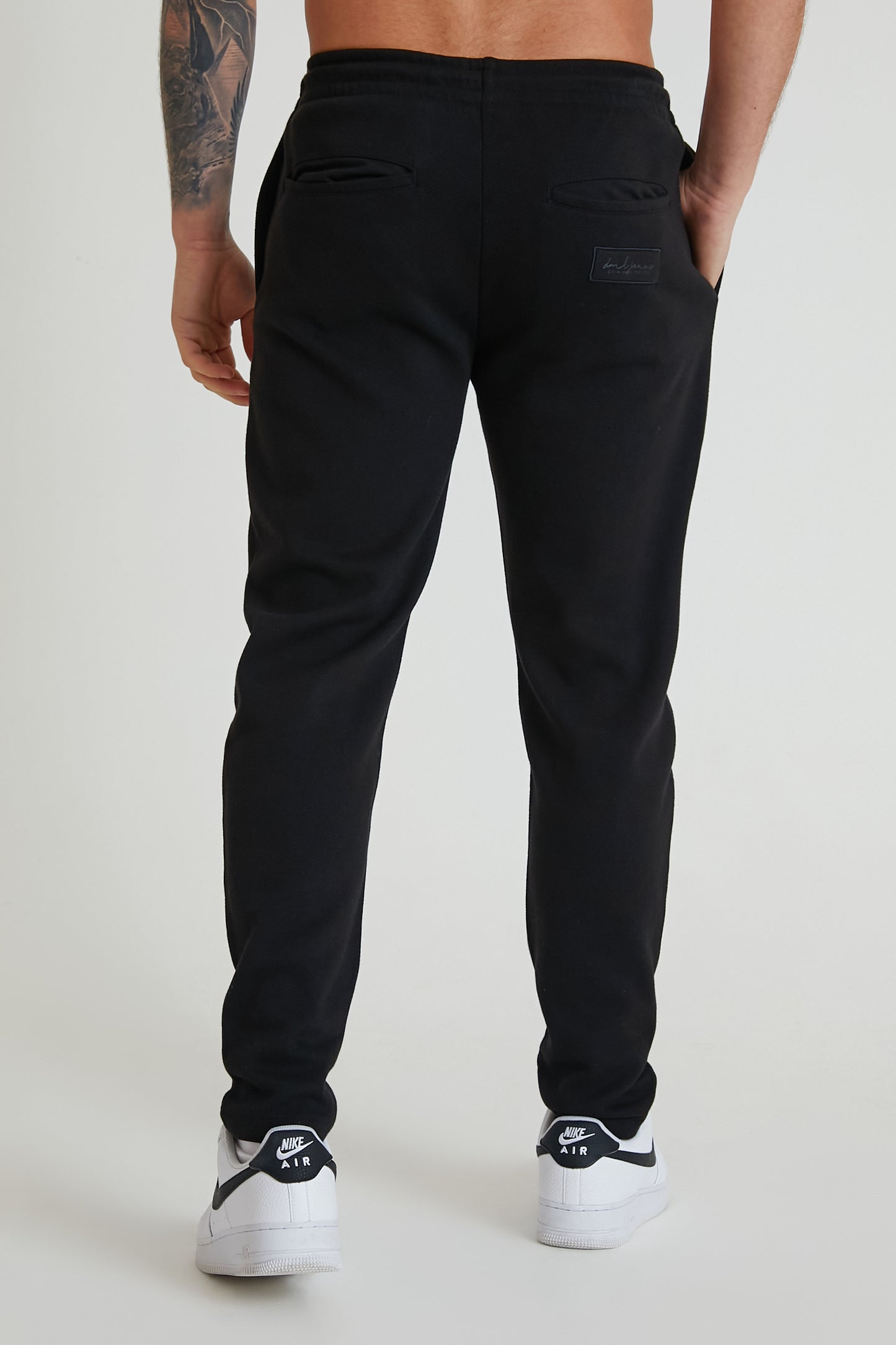 ATLAS premium pique drawstring trouser in BLACK - DML Jeans 